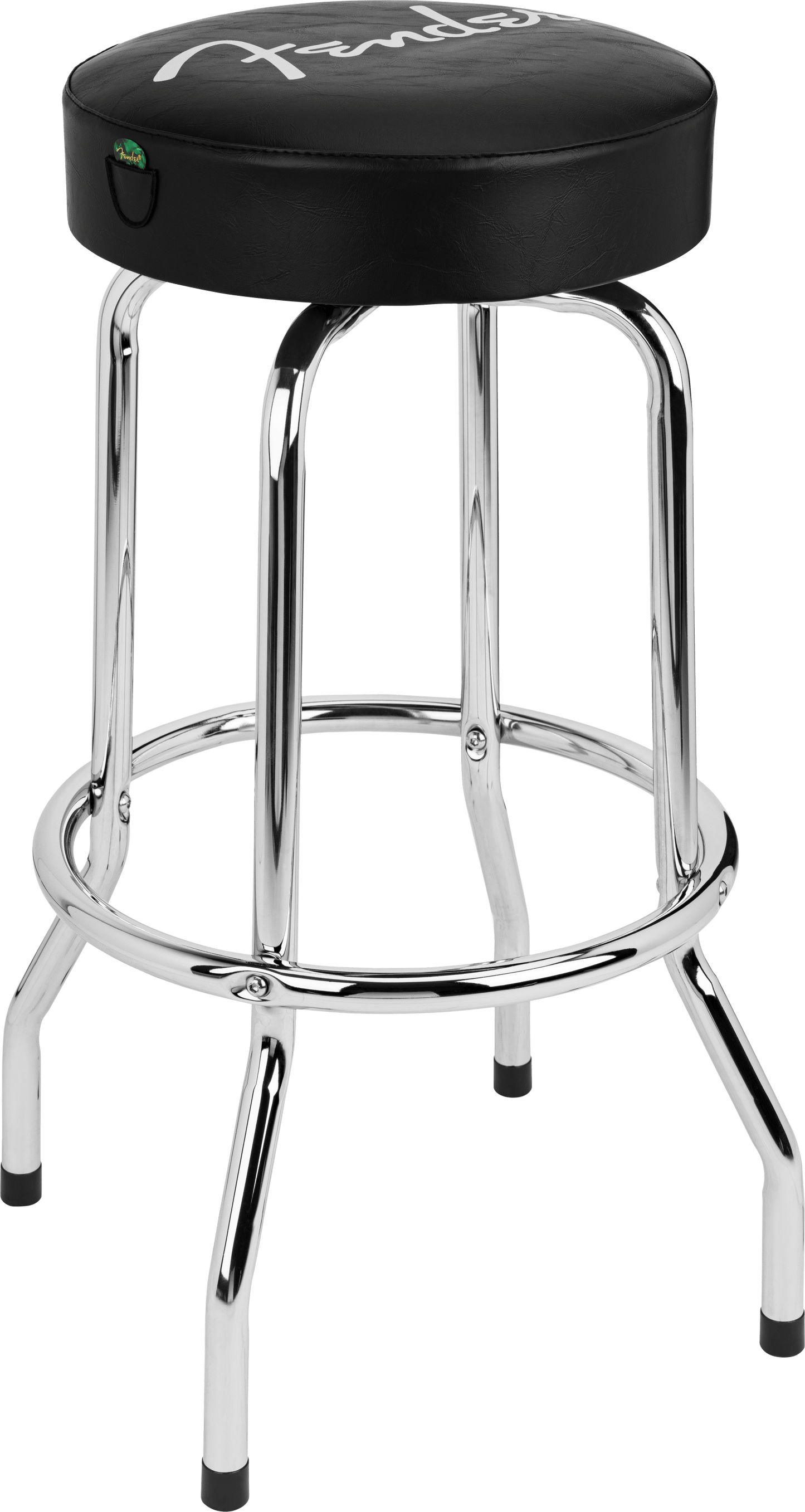 Fender® Spaghetti Logo Pick Pouch Barstool, Black and Chrome